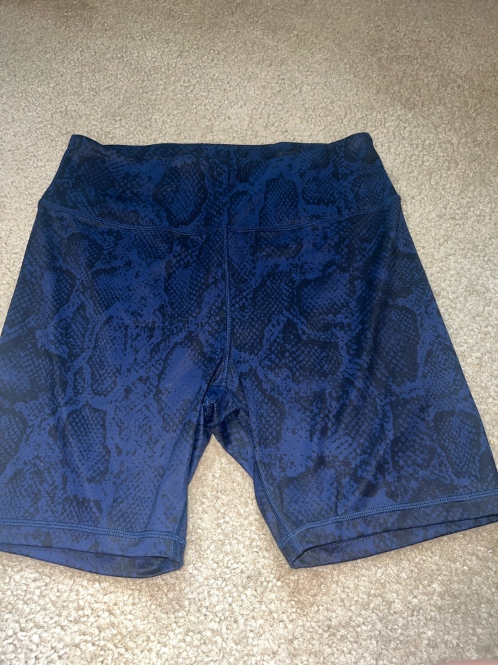 Navy Snake Print Biker Shorts